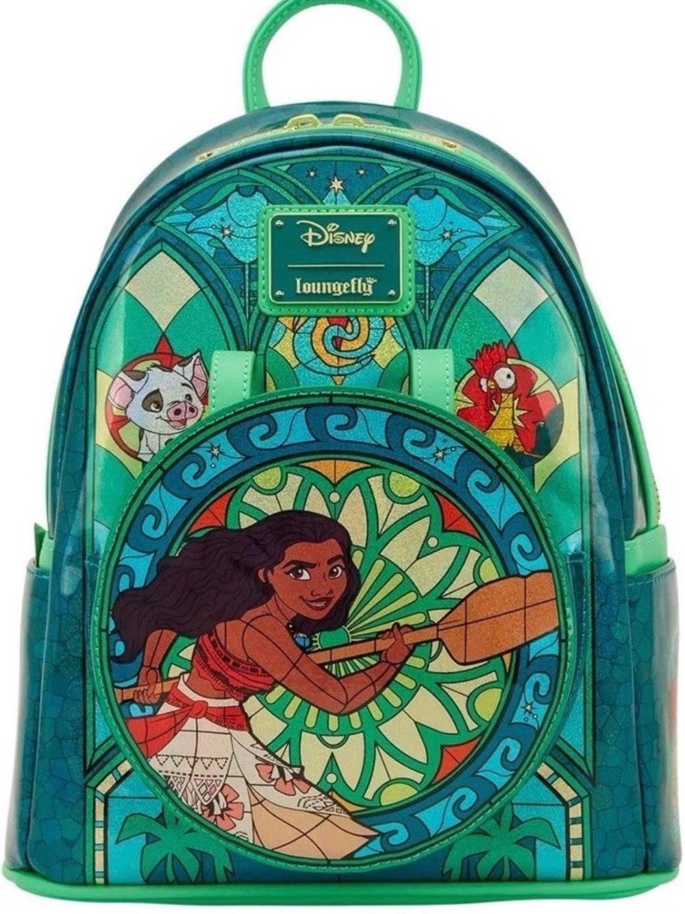 Loungefly Moana Stained-Glass Mini Backpack (Teal Green Blue) BNWT